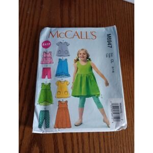 McCall's 6947 Easy Top,‎ Dresses, Shorts & Leggings Girls' 6, 7, 8 Pattern Uncut